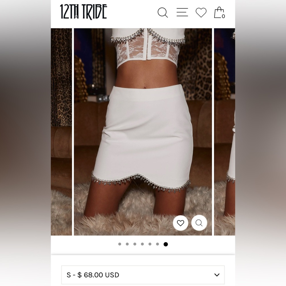 Melania White Crystal Mini Skirt - 12th Tribe - Disco Cowgirl skirt